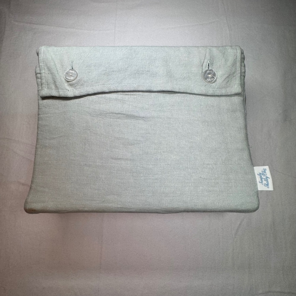 Simply Shabby Chic NEW Light Blue Linen Blend Twin Duvet Set with Standard Sham